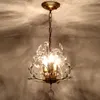 Lámpara de araña de hierro americano, accesorios de iluminación, luces colgantes de cristal, 3 cabezas, negro/bronce, para sala de estar, dormitorio, restaurante, porche