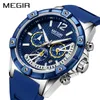 MEGIR Chronograph Sport Men Watch Silicone Creative Quartz Watches Men Clock Hour Army Wristwatches Relogio Masculino