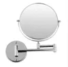Specchio ingranditore bifacciale rotondo cromato a 360 gradi 7X 8 "Specchio a parete Specchio cosmetico Lampada da trucco Specchi cosmetici per la rasatura del trucco