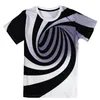 Camiseta con estampado hipnótico de vértigo en blanco y negro, camisetas divertidas de manga corta Unisxe, camisetas para hombres y mujeres, camiseta 3D para hombres 282B