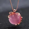Rose Quartz CZ Crystal Pink Opal Apple Shape Necklace Necklace Gargantilla para Mujeres Niñas Regalo lindo