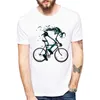 摩耗したバイクTシャツ男性面白いスケルトン自転車デザイン半袖OネックTシャツファッションSKU'L'Lスタイルトップスティー