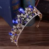 Korony ślubne dla narzeczonych Vintage ślub Diamante korowód tiary Hairband bogini kryształowy bal korowód biżuteria do włosów chluba 16cm * 6.5cm
