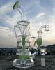 10.5 "Çift Geri Dönüştür Cam Art Bong, Kase Yağ Donanları Türbin Perc Bongs Su Boruları 14.4mm Eklem