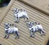 Partihandel 30st Cute Dog Pug Alloy Charms Hängsmycke Retro Smycken Göra DIY Keychain Forntida silverhänge för armband Örhängen 20 * 20mm