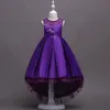 할로윈 선물! 꽤 높은 낮은 새틴 플라워 소녀 드레스 시안 색 2018 페르시 여자애 댄스 파티 드레스 D01에 대한 Appliqued 드레스
