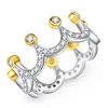 Vecalon Crown Jewelry Anello in argento sterling 925 5A Zircon Cz Stone Anello di fidanzamento per fedi nuziali per le donne miglior regalo