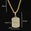 Goud Kleur Bling Bling Honderd Dog Tag Jezus Hanger Ketting Iced Out 70 cm Lange Kettingen Mode Hip Hop Sieraden