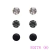 3 set / pacco Charms a cerchio con perno misto ciondolano l'orecchino per le donne moda cristallo strass orecchini E0778