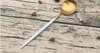 Ücretsiz kargo Portekiz sivri kuyruk çatal bıçak ve çatal kaşık Otel 304 paslanmaz çelik batı sofra beyaz kolu altın flatwar