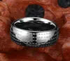 8 mm de large en carbure de tungstène coeur sutra gravé bague bouddhiste bandes d'argent anneaux pour hommes taille 6–13