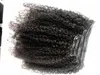 Brasilianska Human Virgin Remy Hair Kinky Curly Clip In Haft Weft Soft Double Drawn Hair Extensions Obehandlad Naturlig Svart Färg med tyg
