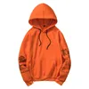 Winter Fleece Hoodies Men Street Casual Clothing Sweatshirts Painting Hooded Black Blue Orange