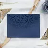 2023 Navy Blue Laser Cut Pocket Wedding Inbjudningar Sviter Anpassningsbara inbjudningar med kuvert bröllopstillbehör blank inre anpassning