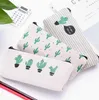 criativa cactus Lápis saco de lona bolsa portátil stripe Carteira Pen dinheiro zipper lápis bolsa de bolso chaveiro presente Kawaii sacos de papelaria