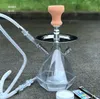 Double Hookah Shisha Bong Fumando tubo de acr￭lico Conjunto de acr￭lico fresco tigela de cer￢mica Ferramentas ￡rabes Tools Rig Led Led Lamp Lamp