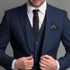 Navy Blue Formal Men Suits Slim fit for Wedding Tuxedos 3 Piece Notched Lapel Custom Made Business Groom Tuxedo (Jacket + Pants + Vest)