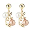 New Europe Fashion Party Jewelry Set Women039s Faux Pearl Diñonero Hojas de hojas con pendientes S981857716