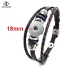 10st PU Läderarmband MultiLayer Bangle Smycken 18mm Snap Button Armband för 18mm DIY Snap Button Smycken SZ0370K-D