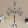 75cm Tall Metal Gold Silver Candle Holders 5-Arms Candelabra Crystals Stand Pillar Candlestick For Wedding Table Centerpieces Decoration