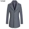 YoFaQC Hot Sale  Mens Wool Jacket Warm Overcoat Men's Woolen Jackets Long Sleeve Outwear Casual Autumn Winter Trench Coat