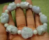 Certified Light Lavende Natural A Jade Jadeite Beads Bangle Buddha Head Bracelet