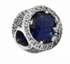 925 Стерлинговые серебряные бусы ослепительные снежинки шарм сумерки синий подходит для браслетов Pandora для женщин ювелирных изделий