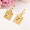 african dubaii india arab Fashion Shield Pendant Necklace Set Women Party Gift Solid Gold Filled square Earrings Jewelry Sets210K