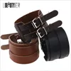 Cowboy-Stil-Armband, schwarz/braunes Armband, doppeltes breites Wickel-Lederarmband, Schnalle-Armband, Herren-Manschettenarmbänder, Punk-Schmuck