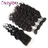 Produits les plus populaires Vison brésilien vierge cheveux tissage 4 paquets vague d'eau cheveux humains avec fermeture 13x4 dentelle frontale paquets oreille à oreille 9103217