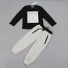 Conjunto de roupas de manga comprida para meninos, letras, camiseta, 2 peças, conjunto de roupas infantis para meninos, conjunto de roupas da moda para crianças