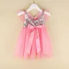 2018 Summer Baby Dresses Girls Ruffle paljett Bow Princess Dress Kids Party Fashion Gaze Sleeveless Dress 4 Colors