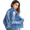 5xl plus storlek rippad denim jacka kvinnor kläder 2018 höst damer långärmad outwear kvinna jaet jeans feminina veste femme