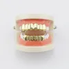 2022 6 Teeth Fangs Fashion Gold plated Rhodium HIPHOP Teeth Grillz TOP BOTTOM Rock Dental Grills Sets Halloween props4849353