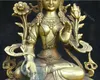 Tibet Budizm Tapınağı Pirinç Bronz Kwan-yin Beyaz Tara Guanyin Buda Heykeli