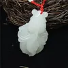 Neue natürliche Jade China grün weiß Jade Anhänger Halskette Amulett Glück Fisch Statue Sammlung Sommer Ornamente