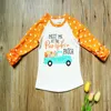 Cadılar bayramı Bebek Kız Giysileri Güz Kız Ruffled Kollu T-Shirt Toddler Bebek Unicorn Mektup Kabak Araba Pamuk Raglan Çocuk Giyim Tops