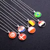 Russische wereld top 32 staten vlag hanger ketting zilveren ketting ronde halve maan ketting vrouwen mode-sieraden