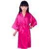 Kids Pink Faux Silk Robe Children Kimono Yukata Gown Bridesmaid Flower Girl Robes Dress Child Nightgown Babies Home Wear JA15