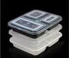 US AU Microondas Recipientes de comida ecológicos Caja bento de almuerzo desechable de 3 compartimentos Preparación de comidas negra 1000 ml 4362826