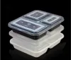 US AU Microwave ECO-friendly Food Containers 3 Compartment Disposable lunch bento box black Meal Prep 1000ml