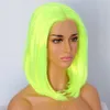 Nouveau Halloween long ondulé néon vert couleur résistant à la chaleur cheveux sans colle synthétique avant de lacet perruques pour Cospaly Drag Queen pas cher fibre de cheveux