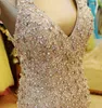 2024 Gratis frakt Custom Made Gorgeous pärlstav Crystal Bodice Mermaid v Halning Pageant Dresses/ Party Prom Evening Dresses HY127