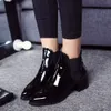 YOUYEDIAN winter Low Heel OL Pointed Toe Boots Fashion Women Elasticated Patent Leather Slip-On Boots feminino #j35