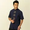 Neues Design, chinesischer Tang-Anzug für Herren, Oberteile, Stehkragen, Vintage-Stil, chinesische traditionelle Kleidung, ethnisches Kostüm für den Sommer