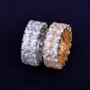 Dwa Row Solitaire Men039s Pierścień miedziany urok złota srebrny kolor cyrkon sześcienny mrożony pierścień moda biżuteria biodra 10605852354962