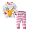 Baby Christmas Home Deskleding Elk Santas Buddy Bear Xmas Dress Uniform Gedrukte lange mouw Boy Girl Clothing Sets Pajama Outfit6774556