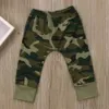 Одежда для новорожденных, армейский зеленый цвет для маленьких мальчиков и девочек, футболка с надписью, топы, камуфляжные штаны, комплект одежды, 2 шт., 024M7213089