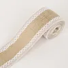 5cm 2m/roll Natural Jute Burlap Hessian Ribbon with Cotton Lace DIY Trim Fabric For Sewing Wedding Decoration Accessories