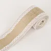 5 cm 2 m / roll natuurlijke jute jute hessian lint met katoenen kant diy trim stof voor naaien bruiloft decoratie accessoires